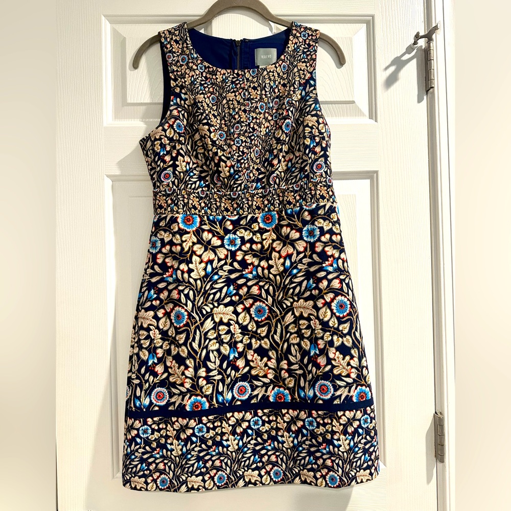 Maeve Anthropologie Sleeveless Navy Print Dress